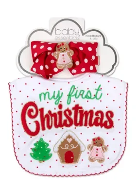 My 1st Christmas Bib and Bow Set by Baby Essentials