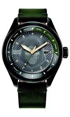 Marvel Dr. Doom Green Leather Strap Watch 42.5mm by Citizen