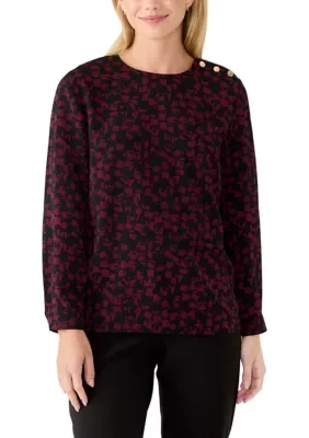 Long Sleeve Woven Clean Front Utility Blouse with Buttons by Anne Klein