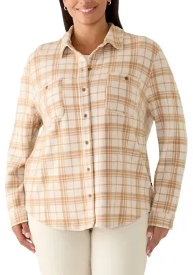 Cozy Knit Flannel Button Down Shirt by Lands' End