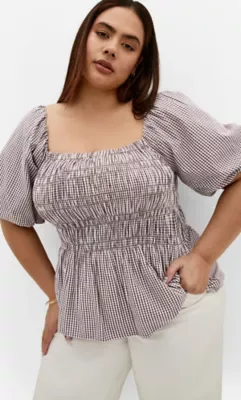 Belle Gingham Top by City Chic
