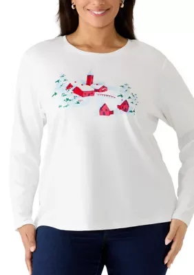 Long Sleeve Crew Neck Graphic Shirt by Kim Rogers