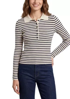 Contrast Polo Striped Top by French Connection