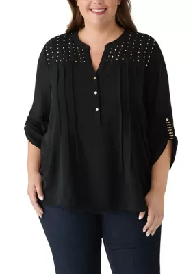 3/4 Sleeve Henley Top by Kim Rogers