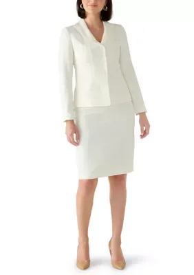 Melange Three Button Peak Lapel Jacket & Slim Skirt by Le Suit