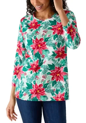 3/4 Sleeve Crew Neck Print Shirt by Kim Rogers