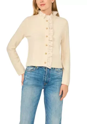 Long Sleeve Ruffle Trim Cardigan by Ted Baker
