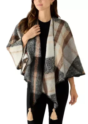 Triangle Hem Lux Plaid Topper by Vince Camuto
