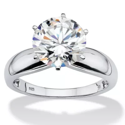 3.50 TCW Round Cubic Zirconia Platinum-Plated Sterling Silver Bridal Ring by Seta Jewelry