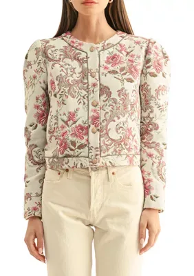 Jaliyah Contrast Pipped Jacquard Jacket by Adelyn Rae