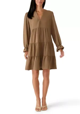 Long Sleeve Solid Airflow A-Line Dress by Emma & Michelle