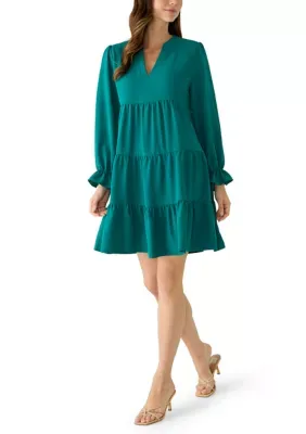 Long Sleeve Solid Airflow A-Line Dress