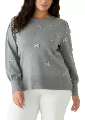 Long Sleeve Tunic Embroidered Sweater by Crown & Ivy