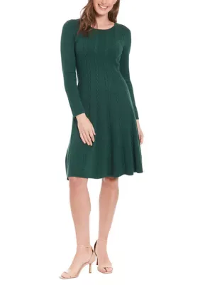 Long Sleeve A-Line Mini Sweater Dress