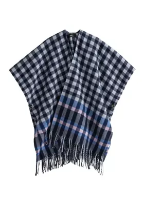 Bordered Check Ruana by Echo