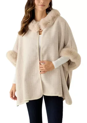 Tweed Faux Fur Topper by Vince Camuto
