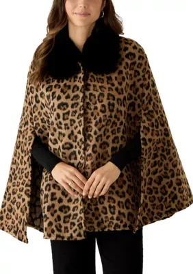 Leopard Faux Fur Collar Cape by Vince Camuto