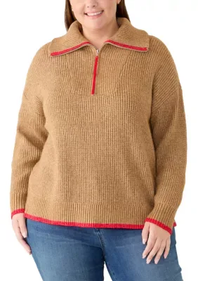 Long Sleeve 1/4 Zip Pullover Sweater by Crown & Ivy