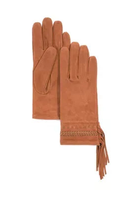 Laced Suede Gloves with Fringe by Ralph Lauren