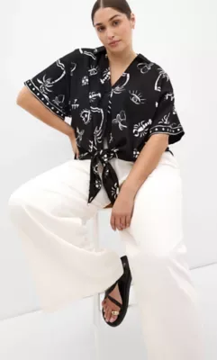 Resort Border Print Shirt by City Chic