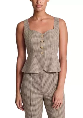 Curved Houndstooth Peplum Vest by Kenneth Cole