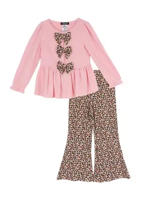 Bow Front Top and Flare Pants Set by Rare Editions