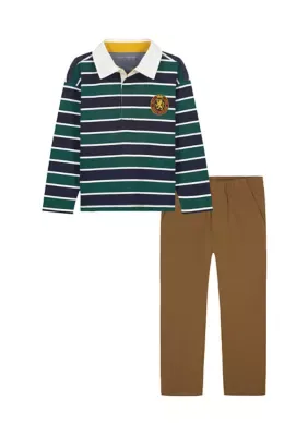 Striped Rugby Shirt and Chino Pants Set by Tommy Hilfiger