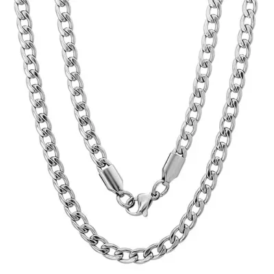 Stainless Steel Petite Cuban Link Chain Necklace 16 In by Steeltime