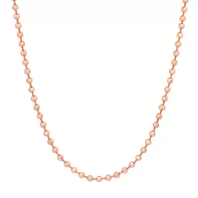 18k Rose Gold Plated Stainless Steel Beaded Chain, 24 In by Steeltime