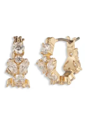Cubic Zirconia Cluster Huggie Earrings