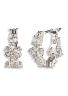 Cubic Zirconia Cluster Huggie Earrings