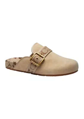 Archival Buckle Suede Clogs by Coach
