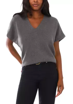 Short Sleeve V-Neck Sweater by Vince Camuto