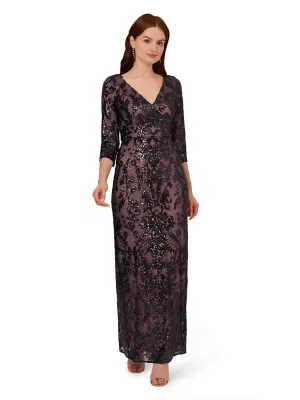 Sequin Column Gown by Papell Studio