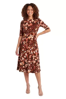 Print Jersey Inset Waist Midi by London Times