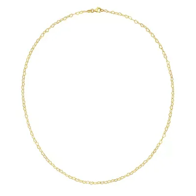 14KT Gold Heart Chain Necklace, 18 In