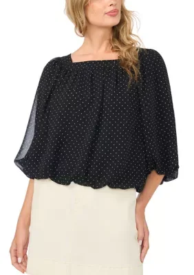 3/4 Sleeve Square Neck Dot Blouse by Vince Camuto