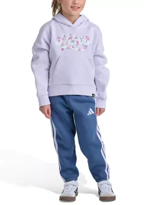 2-Piece Long Sleeve Graphic Hooded Pullover & Jogger Pant Set by adidas