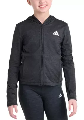 Long Sleeve Full-Zip Hooded Melange Jacket by adidas