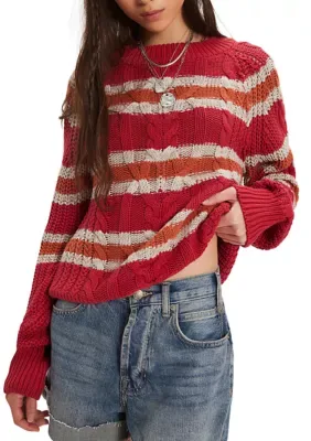 Frankie Cable Striped Pullover by Free People
