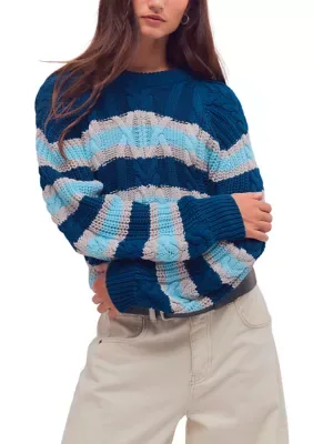 Frankie Cable Striped Pullover
