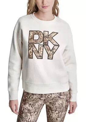 DKNY Sport Stacked Serpent Logo Crew Neck Drop Shoulder Pullover by DKNY
