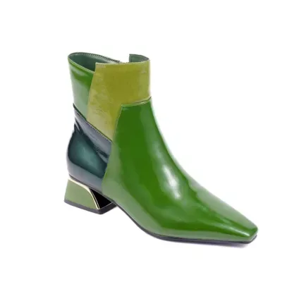 Rudy Patchwork Multi-Color Ankle Block Heel Bootie