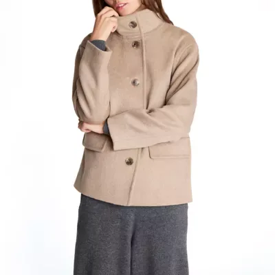 Kenneth Cole New York Brushed Wool Short Coat with Flap Overlay by Kenneth Cole