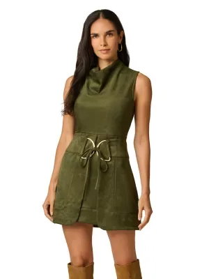Belted Suede Mini Dress by Adrianna Papell