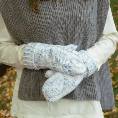 Color Block Stripe Cable Mittens by MUK LUKS