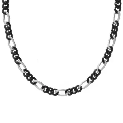 6mm Stainless Steel Figaro Chain Necklace, 24 In by Lynx
