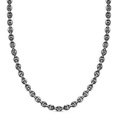 7.5mm Stainless Steel Puffed Mariner Chain Necklace, 24 In by Lynx