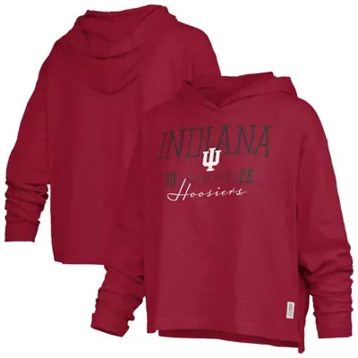 NCAA Indiana Hoosiers Castillo Slub Waist Length Long Sleeve Hooded T-Shirt by Pressbox