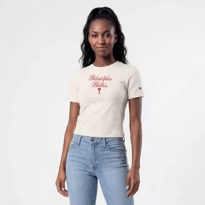 MLB Philadelphia Phillies Soft-Touch Fitted Cropped T-Shirt by Champion